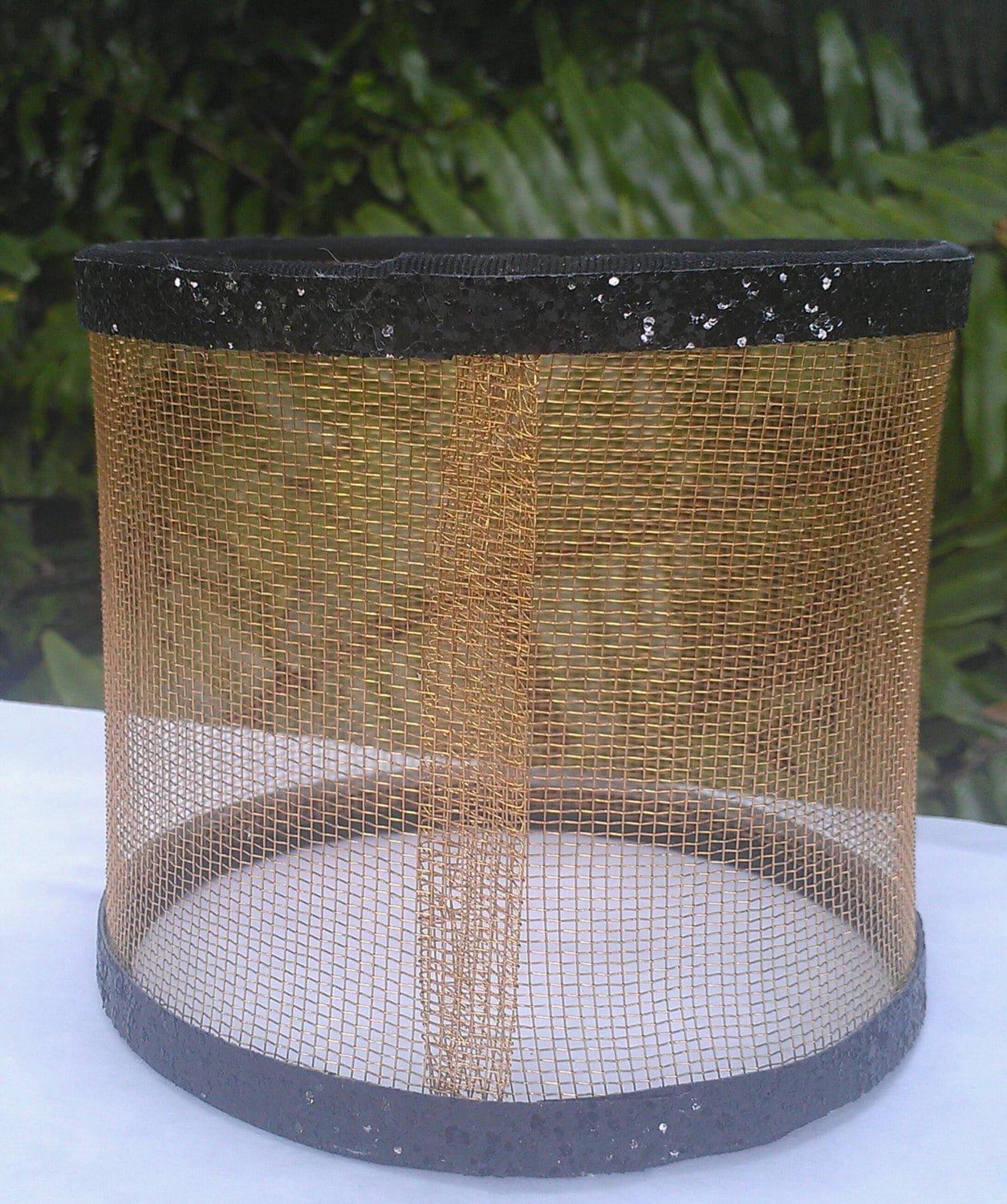 Wire Mesh Candle Holder, Luminary, Glitter Trim