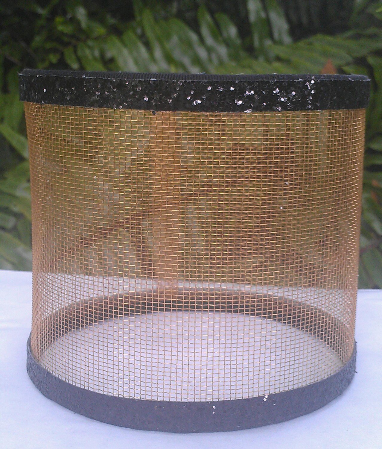 Wire Mesh Candle Holder, Luminary, Glitter Trim