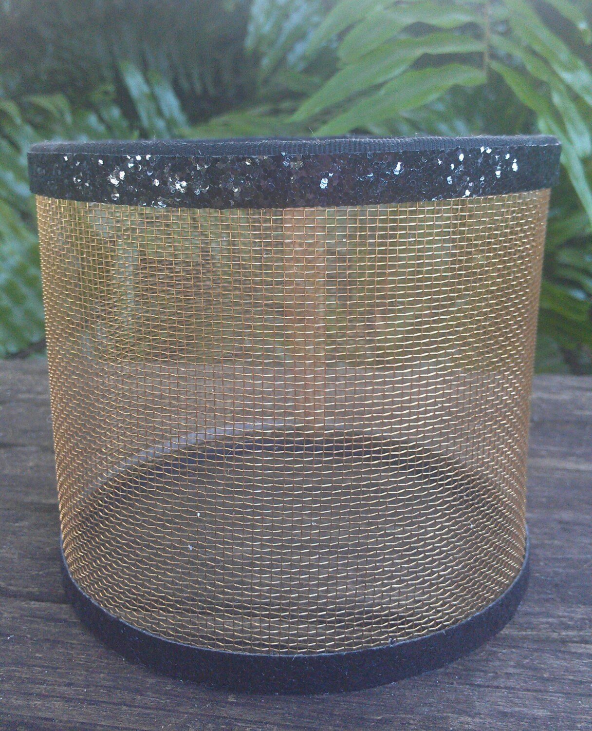 Wire Mesh Candle Holder, Luminary, Glitter Trim