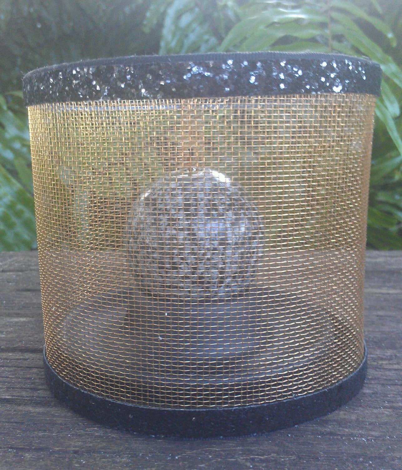 Wire Mesh Candle Holder, Luminary, Glitter Trim