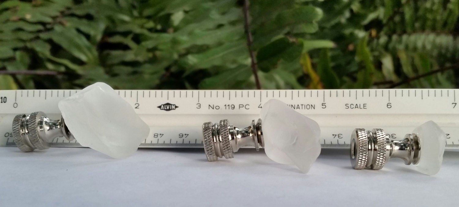 Frosted Lamp Finial, White Sea Glass