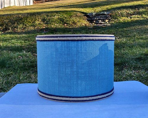 Sky Blue Burlap Lampshade, Drum Lamp Shade
