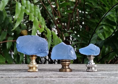 Blue Glass Rock Lamp Finial