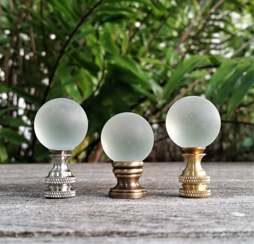 Lamp Finial, Frosted Glass, Clear, Medium