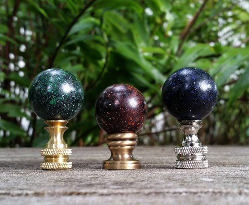 Black Lamp Finial, Blue Red Yellow or White Specks