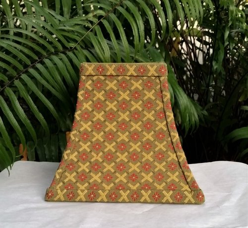 Embroidered Lamp Shade, Olive Green Lampshade