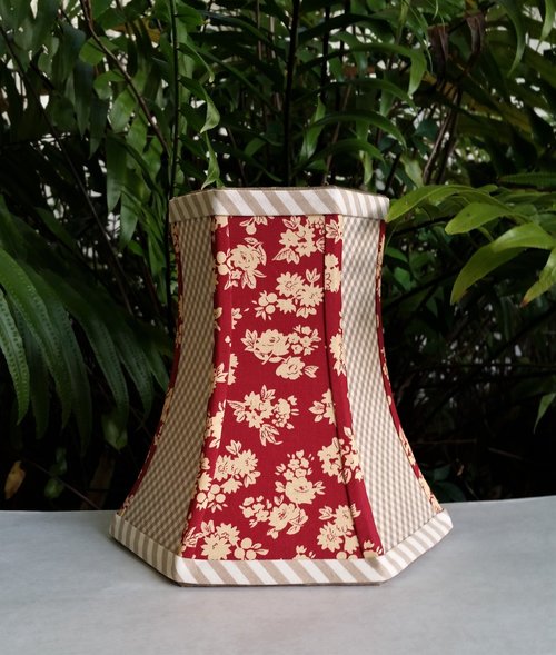 Floral Lampshade, Tomato Red and Beige Gingham Lamp Shade
