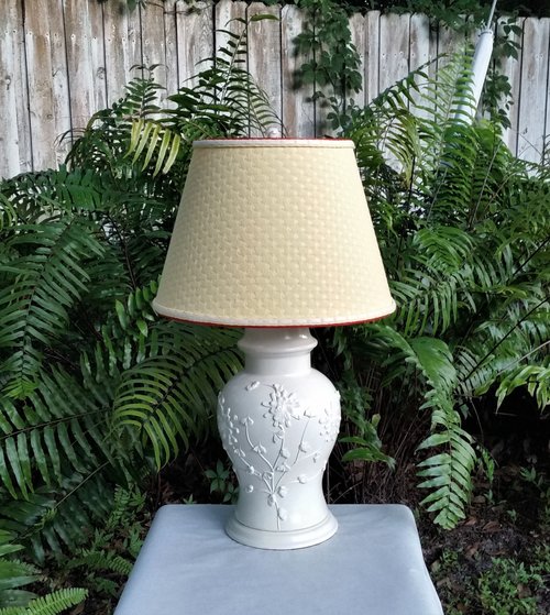 Large Table Lamp Off White, Custom Yellow Lampshade