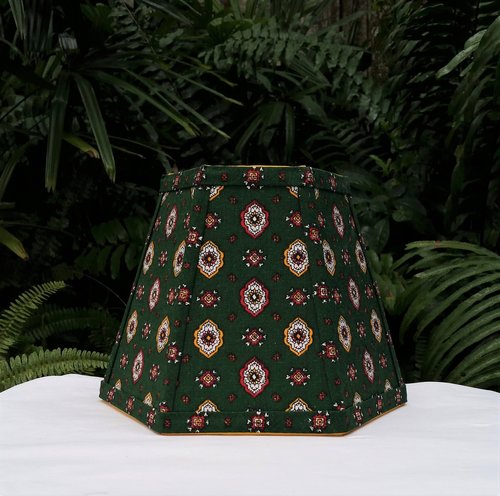 Green Foulard French Country Fabric Lampshade, Clip On Lamp Shade