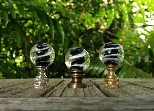 Clear Black White Embedded Swirls Lamp Finial