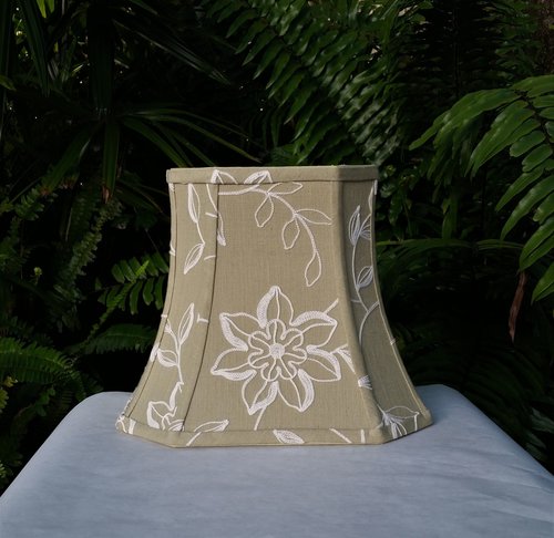 Embroidered Lamp Shade, Olive Green Bell