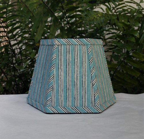 Aqua Indigo Stripe Lampshade, Clip On Lamp Shade