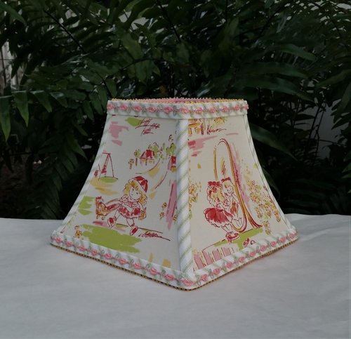 Pink Girl Lamp Shade, Square Bell, Clip On