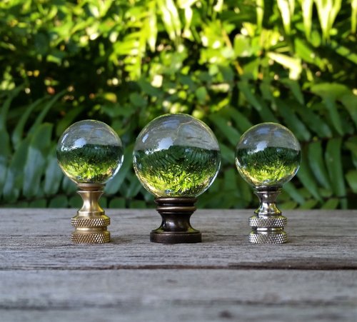 Transparent Lamp Finial, Green Tint Glass