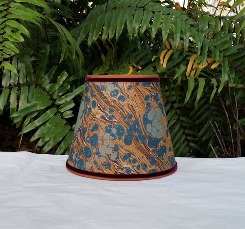 Marbled Paper Lampshade Clip On Table Lamp