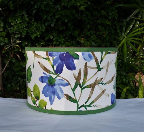 Floral Lampshade, Cobalt Blue, Lime Green Lamp Shade