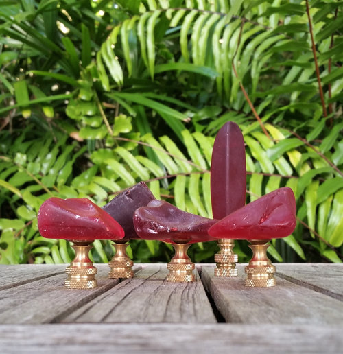 Cherry or Deep Red Lamp Finial, Sea Glass