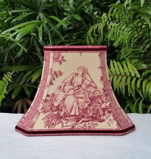 Schumacher Toile Fabric Lampshade, Red Brown