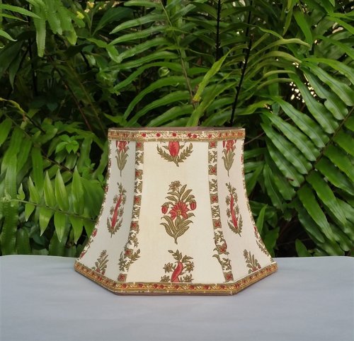 Floral Fabric Small Lampshade, Vintage Jofa Fabric Clip On Hex Bell