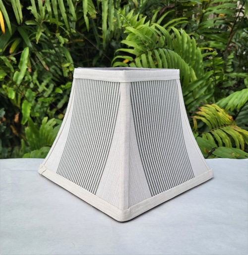 Gray White Square Bell Frame Lampshade Table Lamp