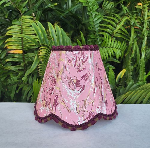 Marbled Paper Lampshade Pink Scallop Clip On