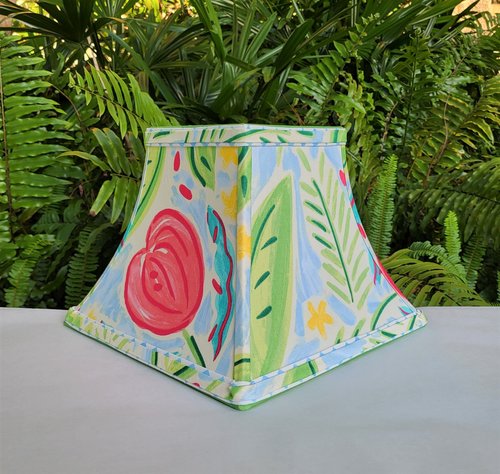 Tropical Table Lamp Shade, Floral Lampshade, Duralee Fabric