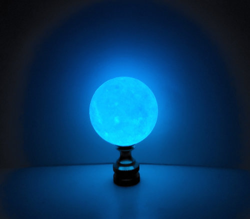 Large Glow in the Dark Lamp Finial Off White Blue