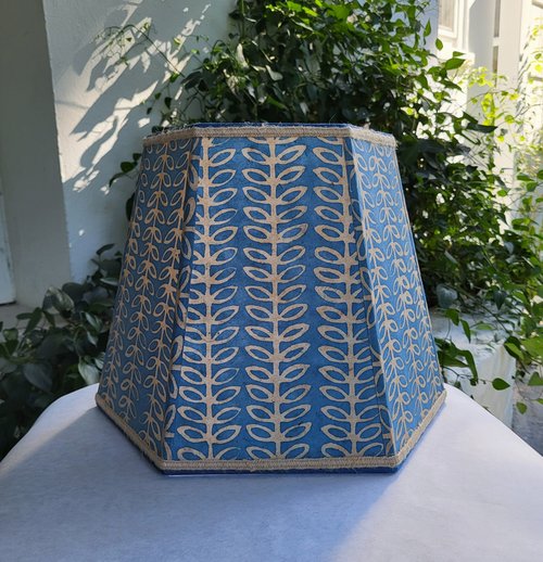 Batik Paper Lampshade Blue Beige