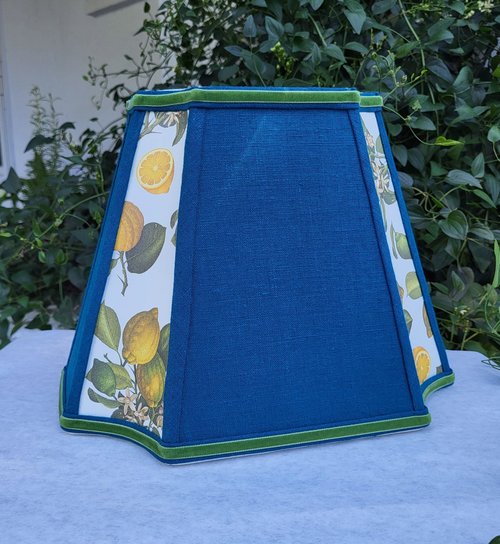 Lemons Moroccan Blue Lampshade, Medium Rectangle