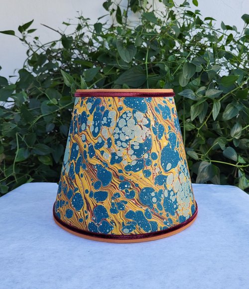 Marbled Paper Lampshade Clip On Table Lamp