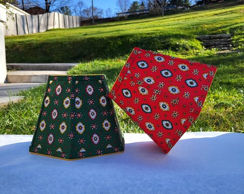 Green or Red Foulard French Country Fabric Lampshade, Clip On Lamp Shade