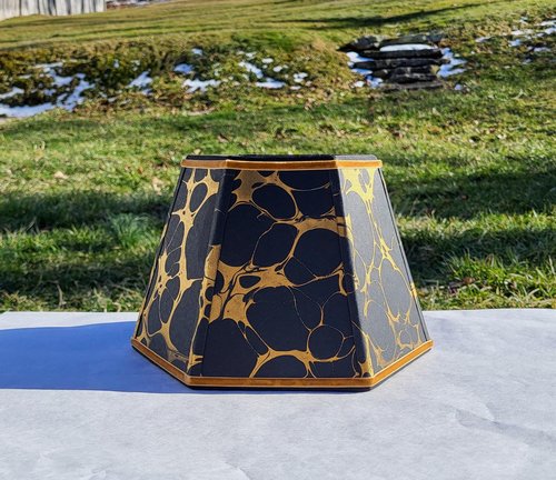 Black Gold Marbled Paper Lampshade