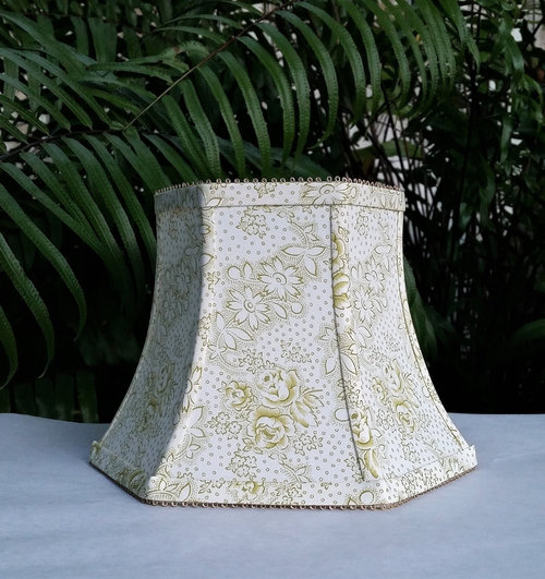 Green and White Floral Lampshade, Vervain Fabric