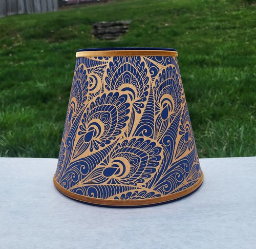 Blue Gold Paper Lampshade Clip On Table Lamp