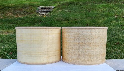 Lined Papyrus Drum Lampshade, Golden Light or Medium Brown, Various Sizes
