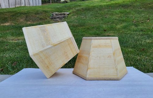 Papyrus Lampshade Golden Light, Hexagon Various Sizes Trims Fittings
